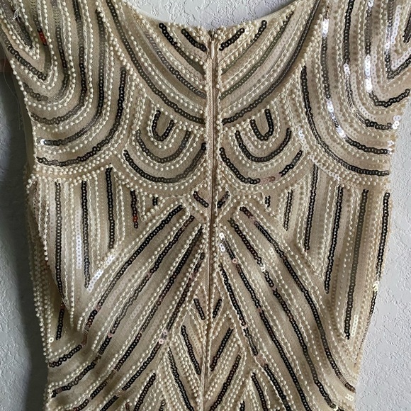 1920 Gatsby Retro. Style Beaded Sequin Fringe Cream Flapper Party Dress Size XS - Picture 16 of 16
